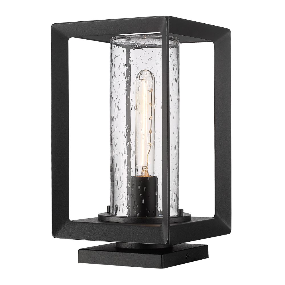 Golden Lighting 2073-OPR NB-SD Smyth NB Pier Mount - Outdoor in Natural Black with Seeded Glass Shade